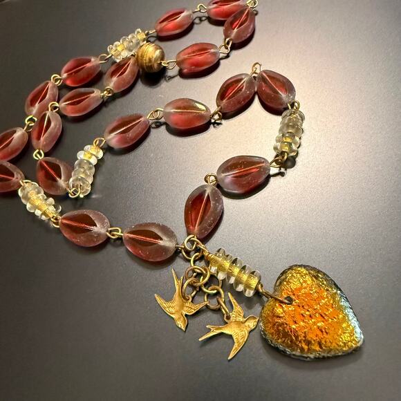 Artisan Jewelry - Unique Handcrafted Artisan Glass Beaded Heart Pendant